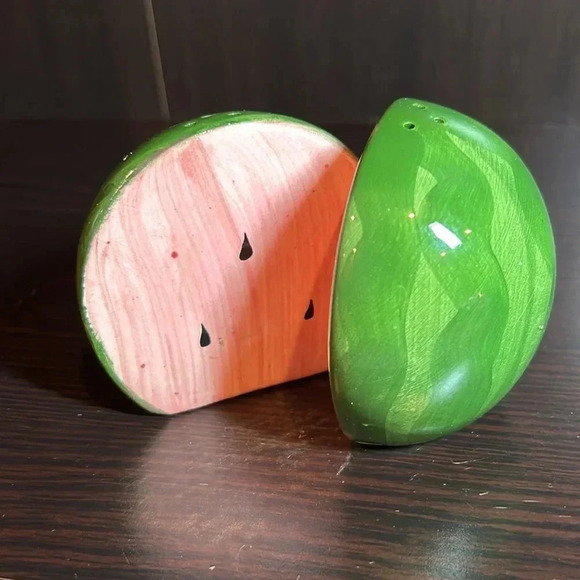 Rare split watermelon split salt and pepper shakers refurbished new stylish - Picture 2 of 7